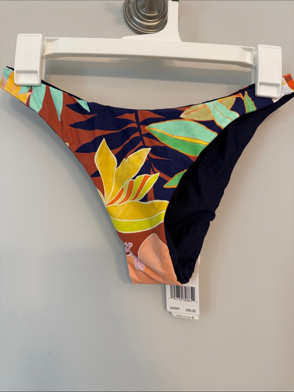 Reversible Women’s Tropical Print Bikini Bottom in Multi-Color